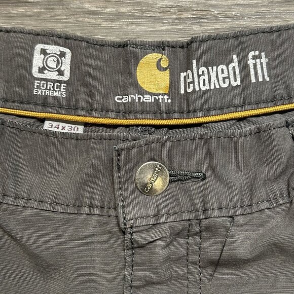 Carhartt 34x30 Relaxed Fit Force Extremes Cargo Pants Gray Ripstop Workwear - Picture 10 of 12
